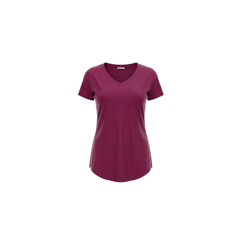 No Boundaries V-Neck Tee Juniors XS Magenta Short Sleeve Curved Hem Solid